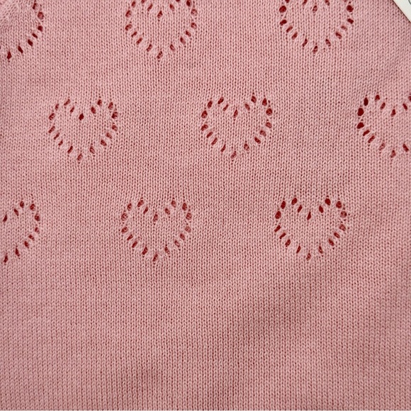 NWT BONTON Paris Baby Romper Rose Pink Heart Cotton Knit Size 3M - Picture 5 of 16